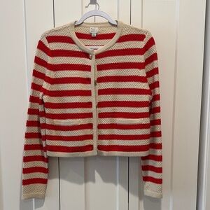 a new day Red and Cream Striped Cardigan
